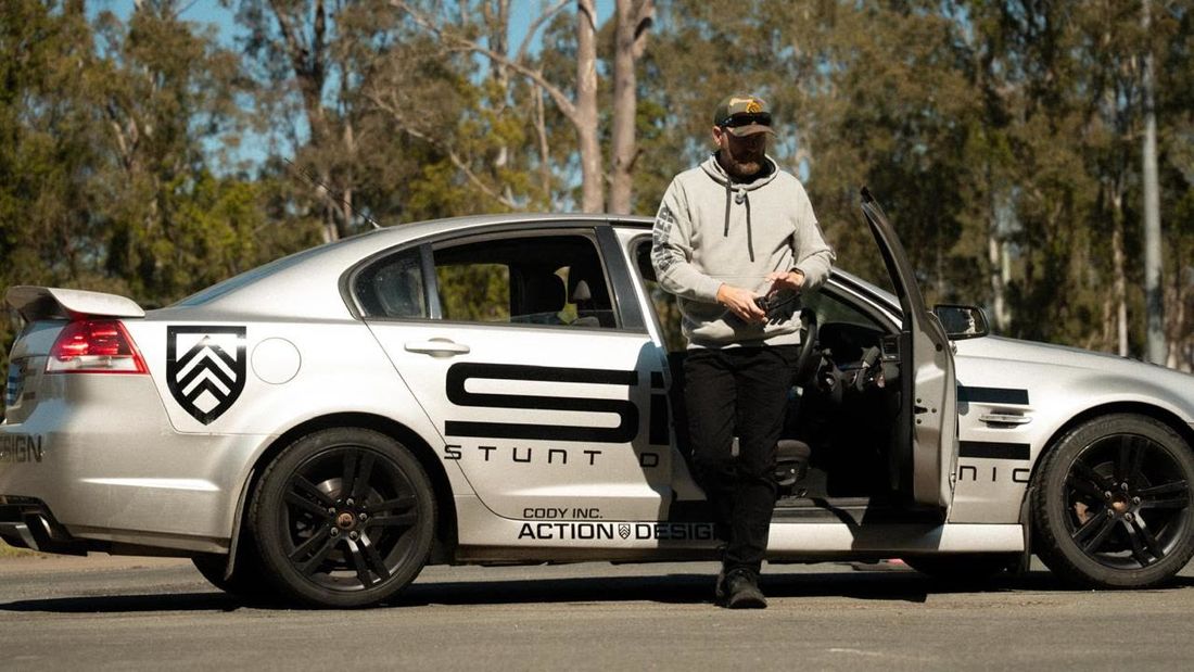 Tim Cody with the SDC stunt car